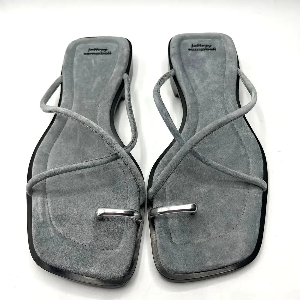 Jeffrey Campbell Suede Islander Slide Sandal Gray US 9